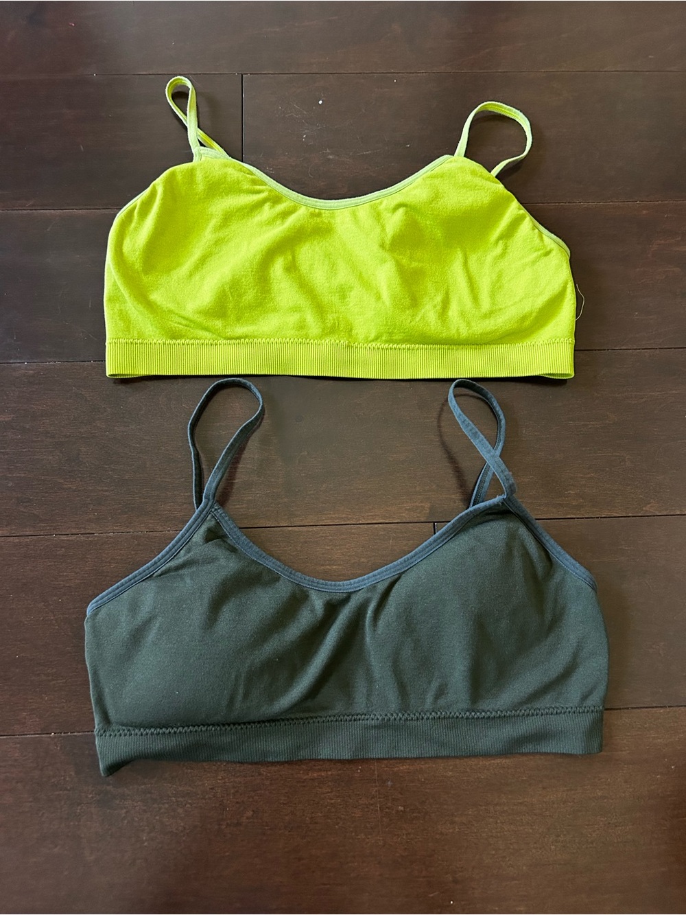 Women's Seamless Bralette - Lime Green and Dark Green